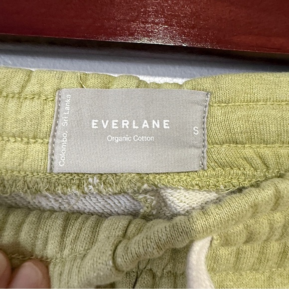 Everlane Women's Sz S 100% Organic Cotton Track Jogger Pants 25" Green Pockets - Picture 3 of 5